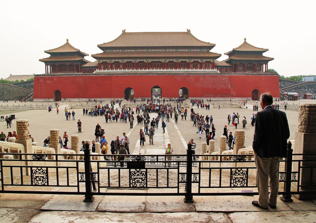 A courtyard and palace architecture in the Forbidden City